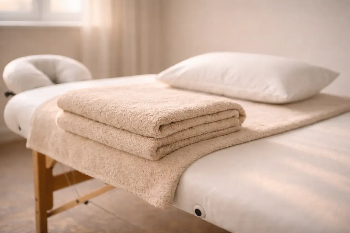 Detail masážního lehátka pro biodynamické ošetření